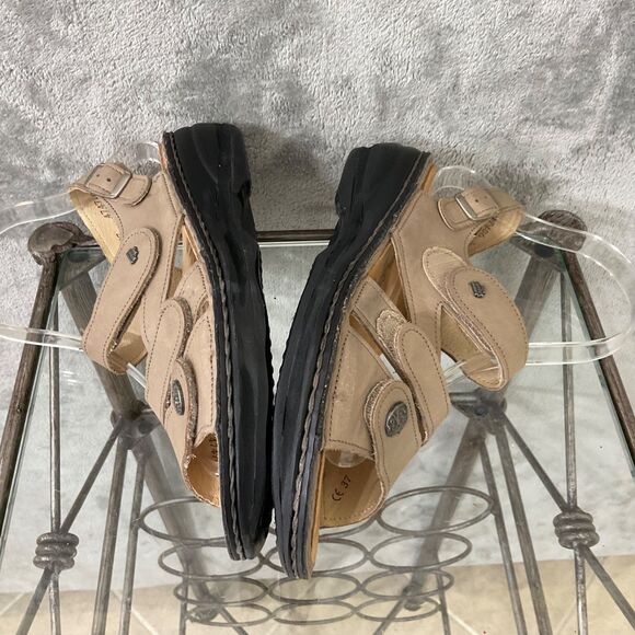 Finn Comfort Women’s  Sandal Size 37 6.5 Tan Adjustable Triple Strap Shoe - Picture 8 of 10